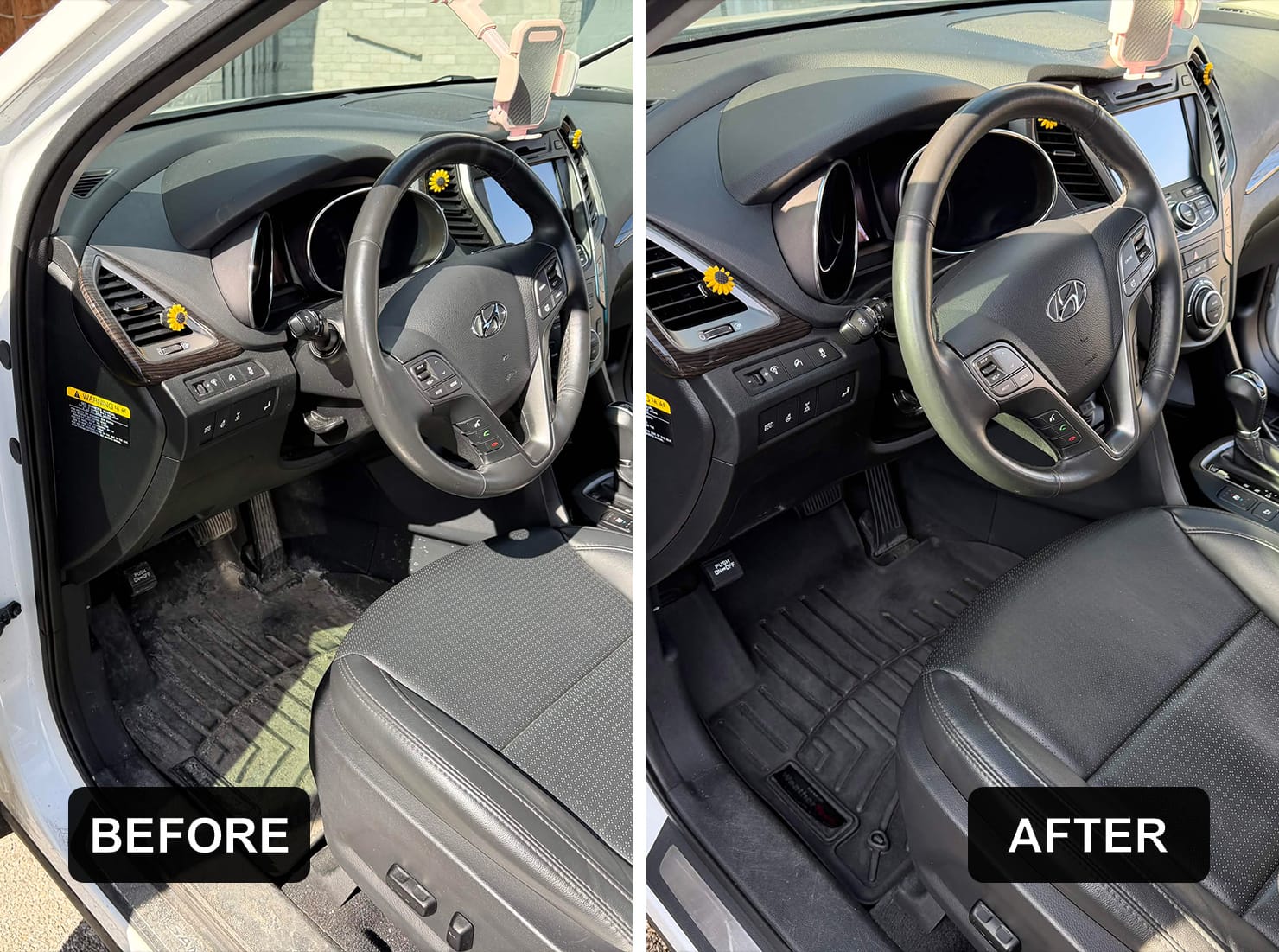 Hyundai interior before and after a Fusion detail